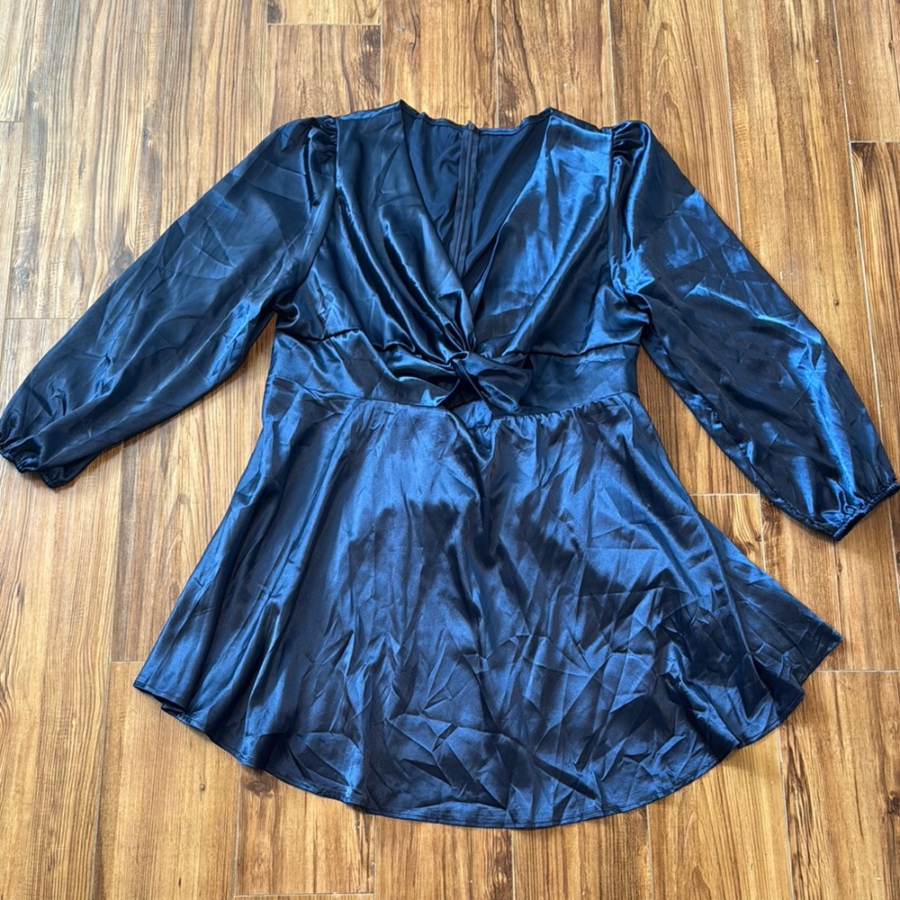 SHEIN curve Navy Long Sleeve Dress